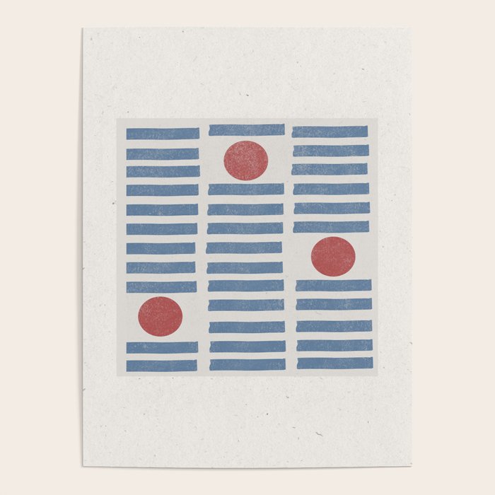 Blue Modern Craft Design Retro Stripes and Circles Poster Gallery Image 1