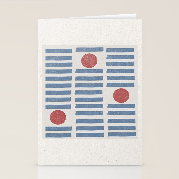 Blue Modern Craft Design Retro Stripes and Circles Stationery Card Gallery Image 1