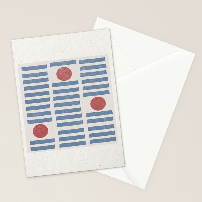Blue Modern Craft Design Retro Stripes and Circles Stationery Card Gallery Image 2