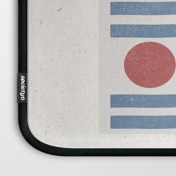 Blue Modern Craft Design Retro Stripes and Circles Laptop Sleeve Gallery Image 3