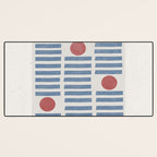 Blue Modern Craft Design Retro Stripes and Circles Desk Mat Gallery Image 3