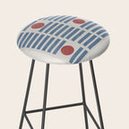 Blue Modern Craft Design Retro Stripes and Circles Stool Gallery Image 2