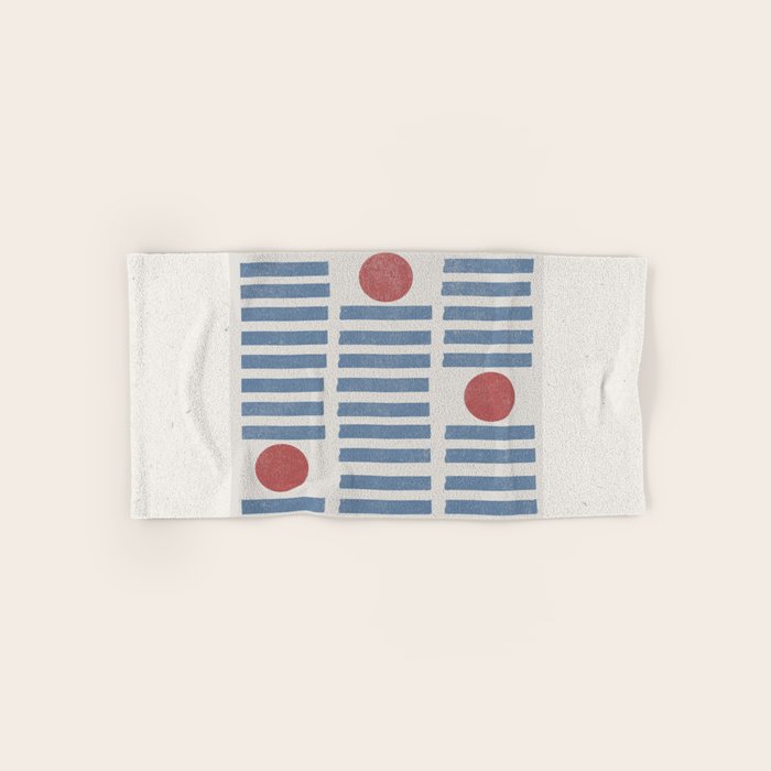 Blue Modern Craft Design Retro Stripes and Circles Bath Towel Gallery Image 1
