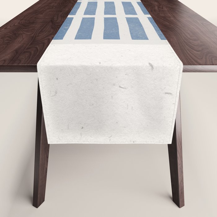 Blue Modern Craft Design Retro Stripes and Circles Table Runner Gallery Image 1