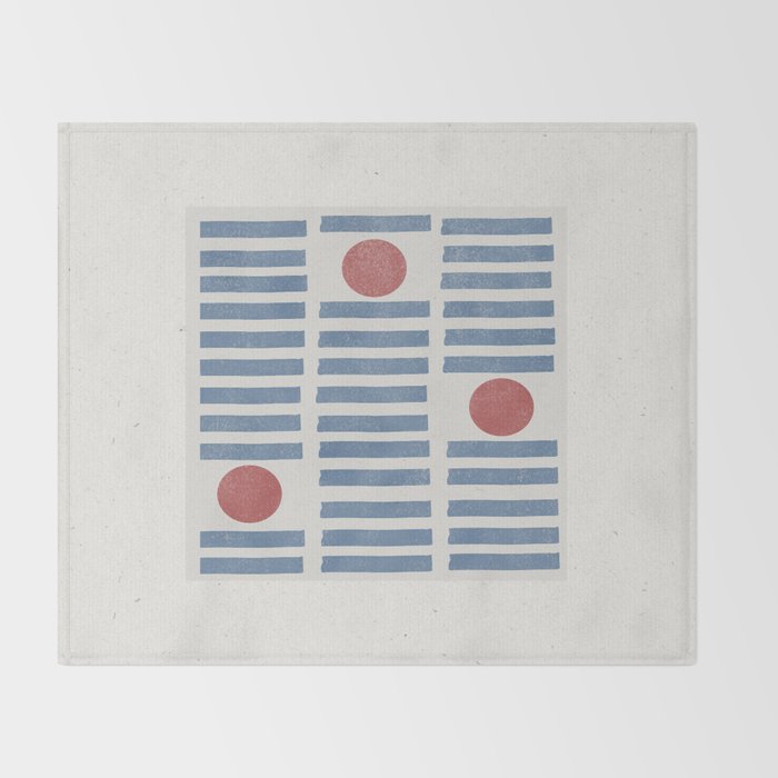 Blue Modern Craft Design Retro Stripes and Circles Throw Blanket Gallery Image 2