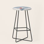 Blue Modern Craft Design Retro Stripes and Circles Stool Gallery Image 1