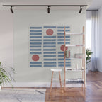 Blue Modern Craft Design Retro Stripes and Circles Wall Mural Gallery Image 1