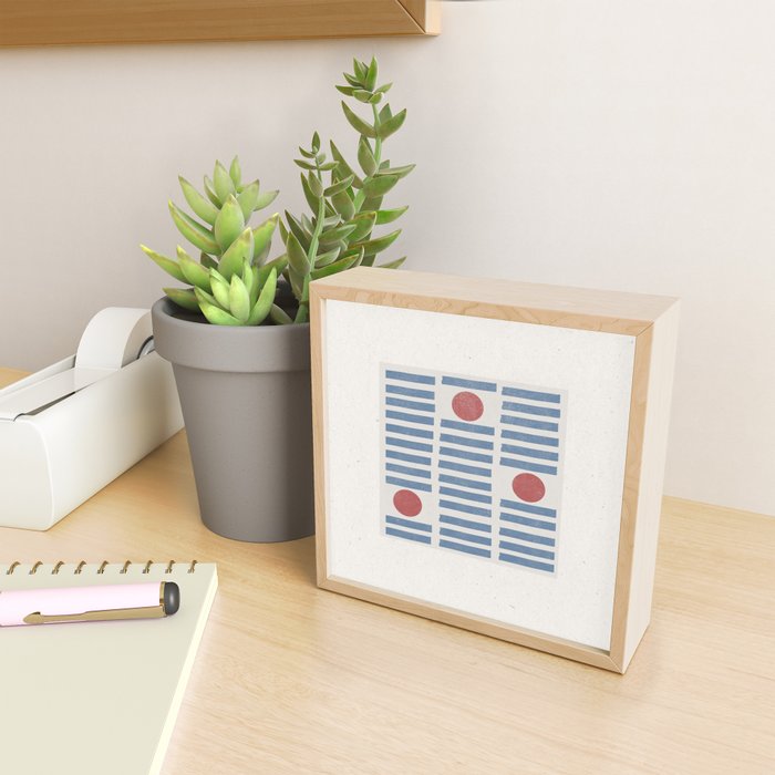 Blue Modern Craft Design Retro Stripes and Circles Mini Art Print Gallery Image 2
