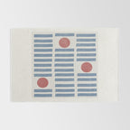 Blue Modern Craft Design Retro Stripes and Circles Rug Gallery Image 2