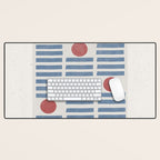 Blue Modern Craft Design Retro Stripes and Circles Desk Mat Gallery Image 1