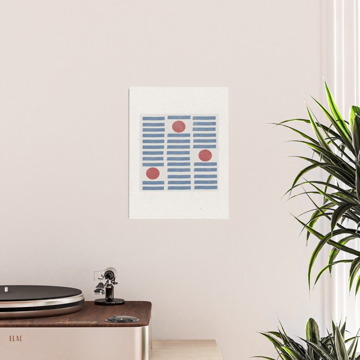Blue Modern Craft Design Retro Stripes and Circles Poster Gallery Image 2