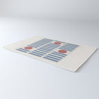 Blue Modern Craft Design Retro Stripes and Circles Rug Gallery Image 3