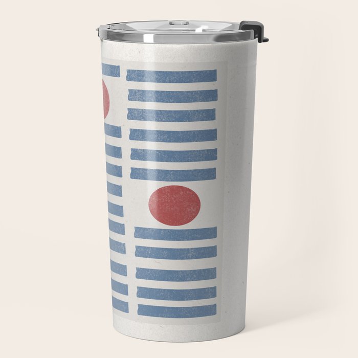 Blue Modern Craft Design Retro Stripes and Circles Travel Mug Gallery Image 2