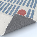 Blue Modern Craft Design Retro Stripes and Circles Rug Gallery Image 4
