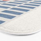 Blue Modern Craft Design Retro Stripes and Circles Bath Mat Gallery Image 3