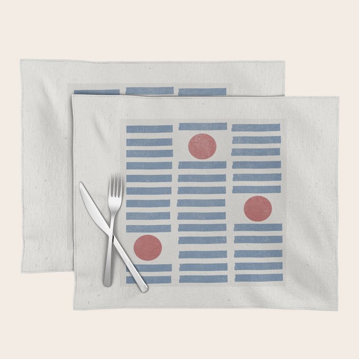 Blue Modern Craft Design Retro Stripes and Circles Placemat Gallery Image 1