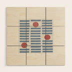 Blue Modern Craft Design Retro Stripes and Circles Wood Wall Art Gallery Image 1