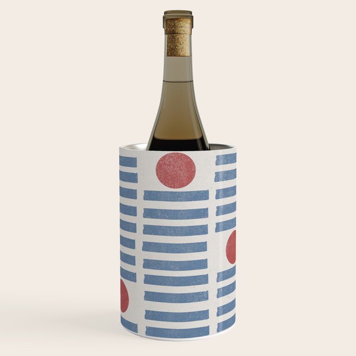 Blue Modern Craft Design Retro Stripes and Circles Wine Chiller Gallery Image 1