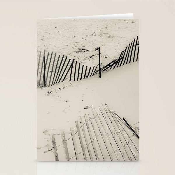 beach fence no 5 - coastal nautical photograph Stationery Card Gallery Image 1