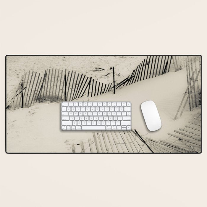 beach fence no 5 - coastal nautical photograph Desk Mat Gallery Image 1