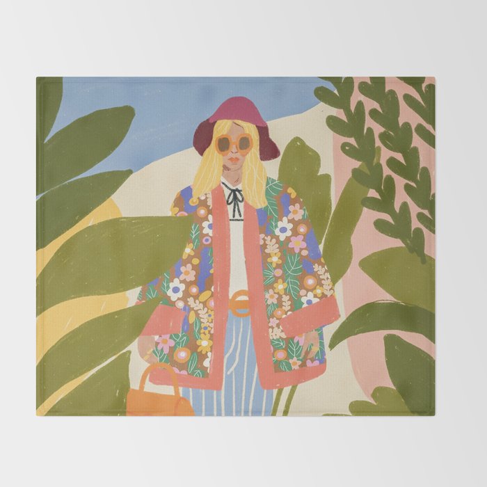 Kimono girl Throw Blanket Gallery Image 2