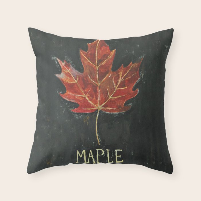 Fall Red Maple Leaf Black Background Throw Pillow Gallery Image 6