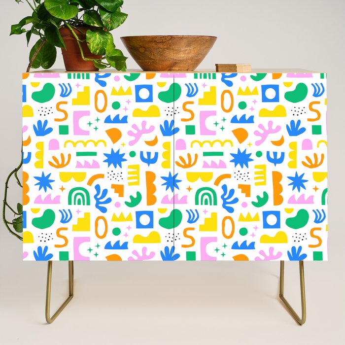 Colorful abstract organic shape art pattern Credenza Gallery Image 1