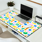 Colorful abstract organic shape art pattern Desk Mat Gallery Image 2