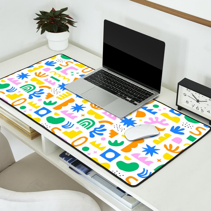 Colorful abstract organic shape art pattern Desk Mat Gallery Image 2