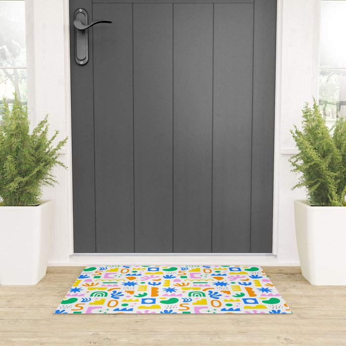 Colorful abstract organic shape art pattern Welcome Mat Gallery Image 3