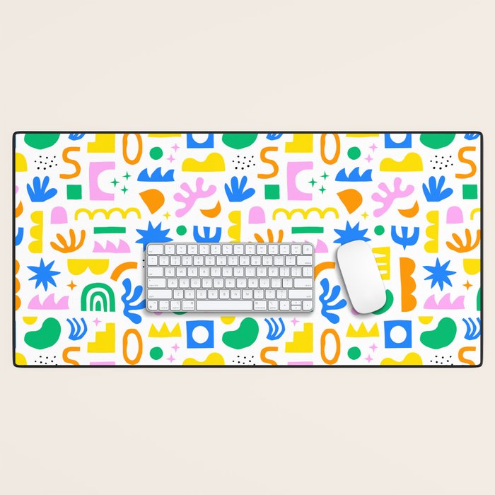 Colorful abstract organic shape art pattern Desk Mat Gallery Image 1