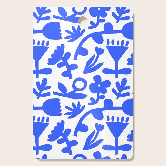 Abstract blue flower nature art pattern Cutting Board Gallery Image 1