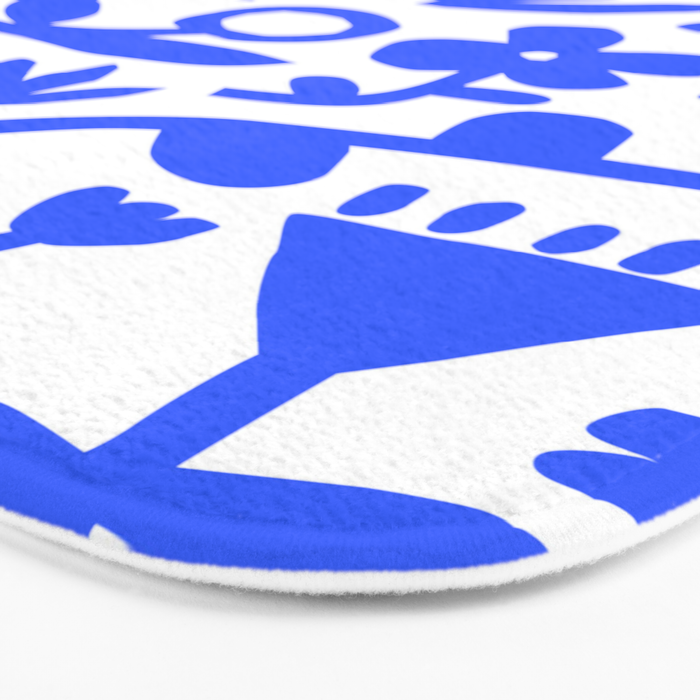 Abstract blue flower nature art pattern Bath Mat Gallery Image 3