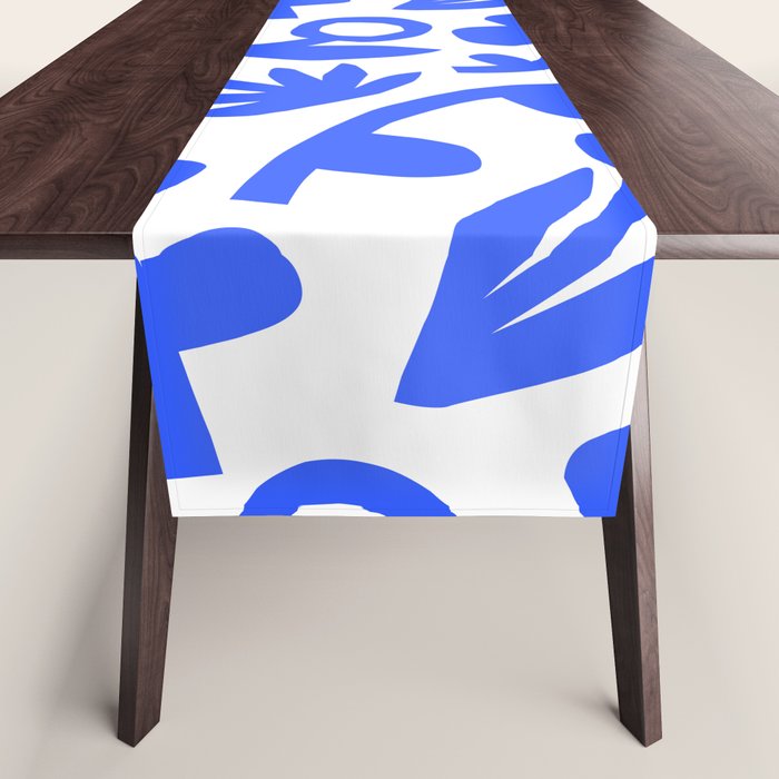 Abstract blue flower nature art pattern Table Runner Gallery Image 1