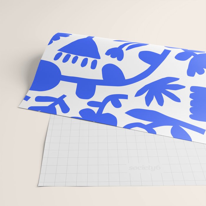 Abstract blue flower nature art pattern Wrapping Paper Gallery Image 2