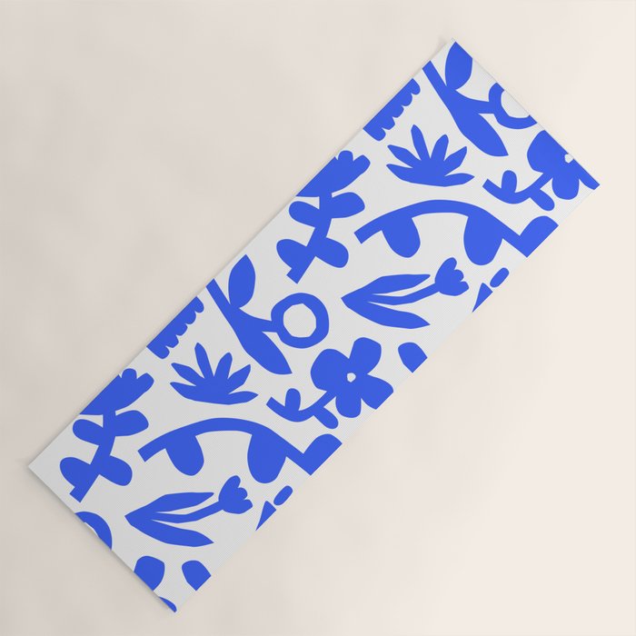 Abstract blue flower nature art pattern Yoga Mat Gallery Image 1