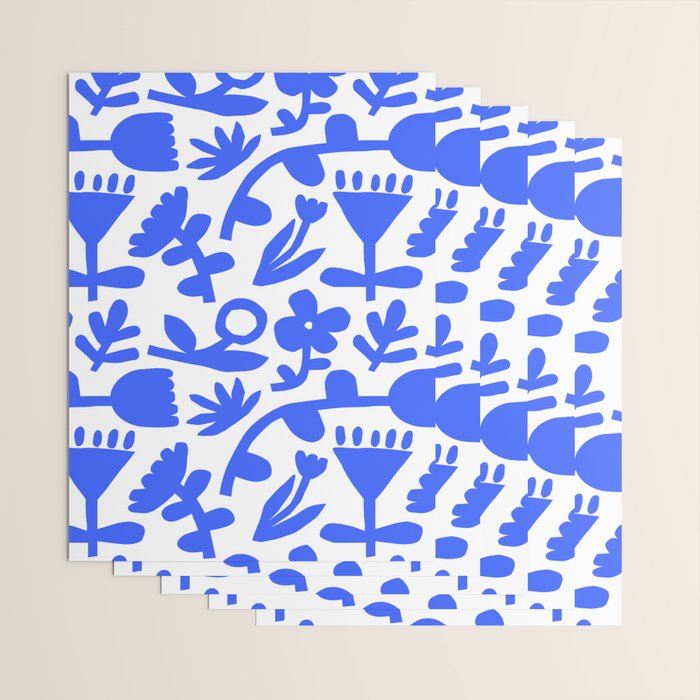 Abstract blue flower nature art pattern Wrapping Paper Gallery Image 3