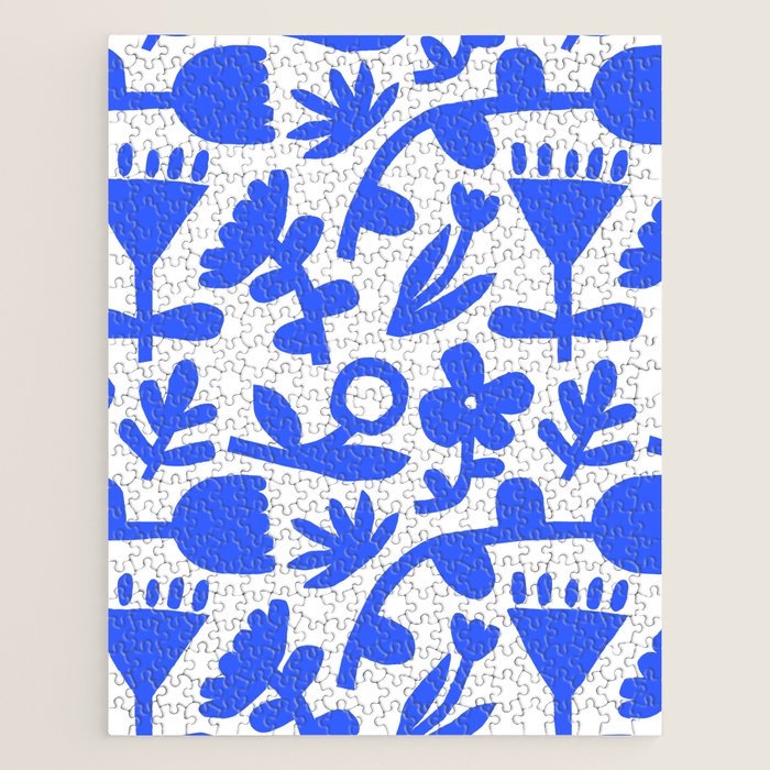 Abstract blue flower nature art pattern Jigsaw Puzzle Gallery Image 1
