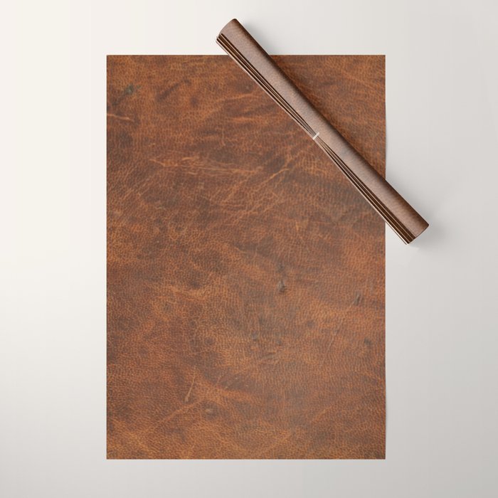 Old Tan Faux Leather Texture Wrapping Paper Gallery Image 1