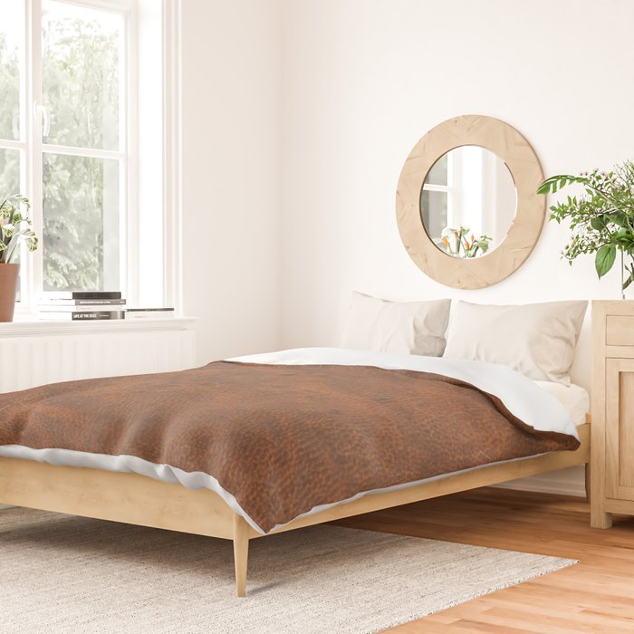 Old Tan Faux Leather Texture Duvet Cover Gallery Image 2