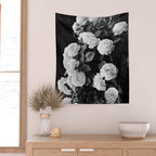 Black And White Roses Wall Tapestry Gallery Image 2