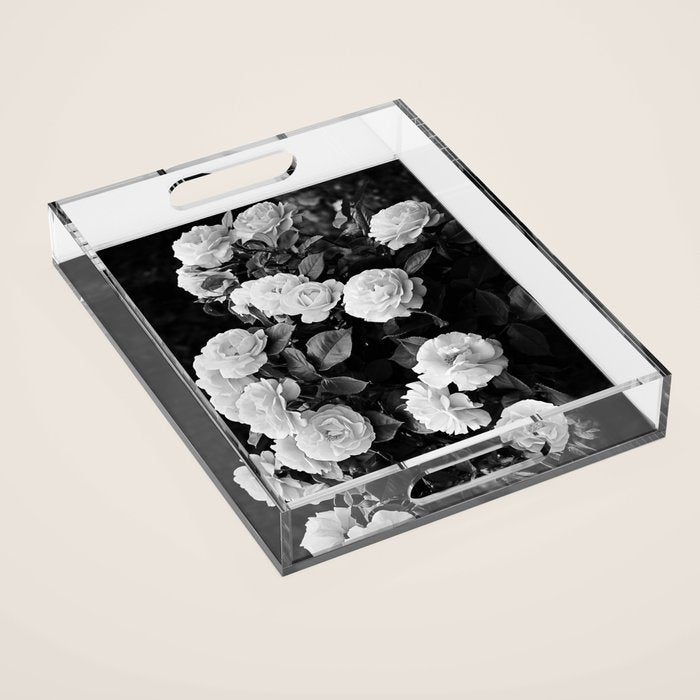 Black And White Roses Acrylic Tray Gallery Image 1