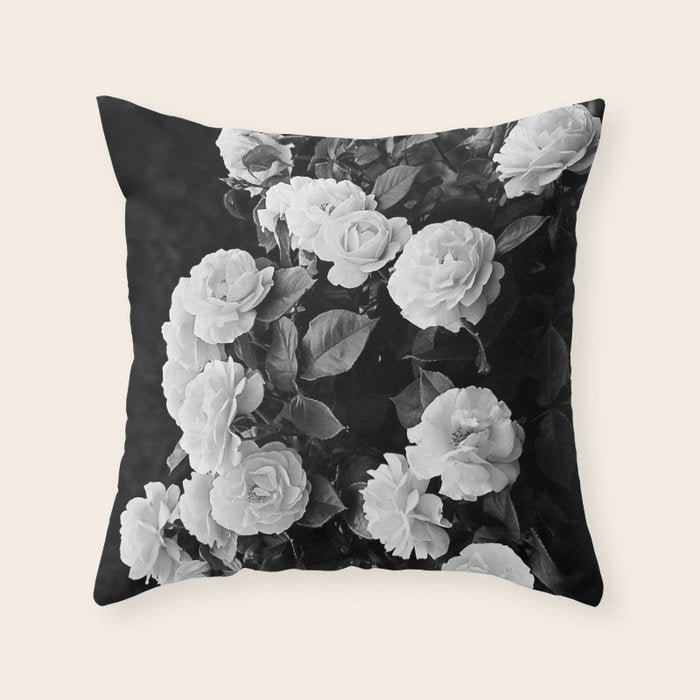 Black And White Roses Throw Pillow Gallery Image 6