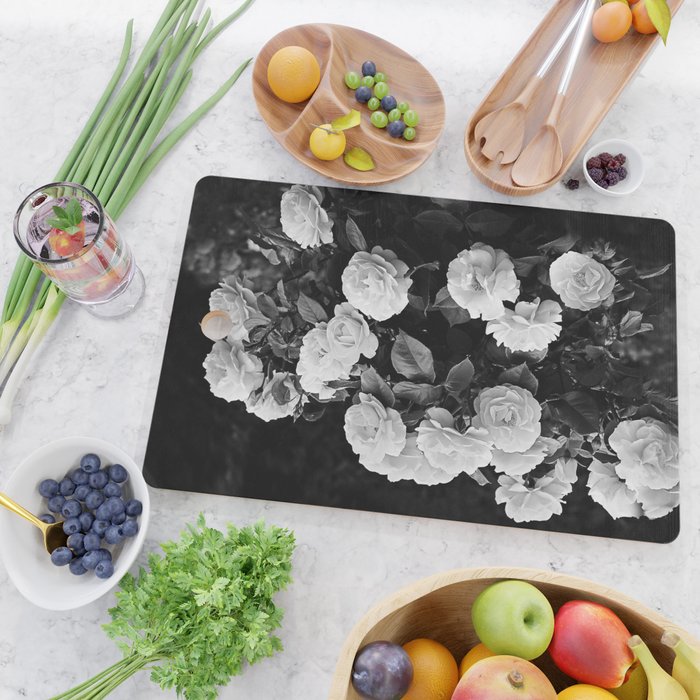 Black And White Roses Cutting Board Gallery Image 2