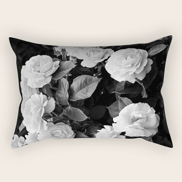 Black And White Roses Rectangular Pillow Gallery Image 1