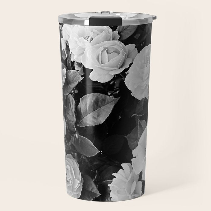 Black And White Roses Travel Mug Gallery Image 1