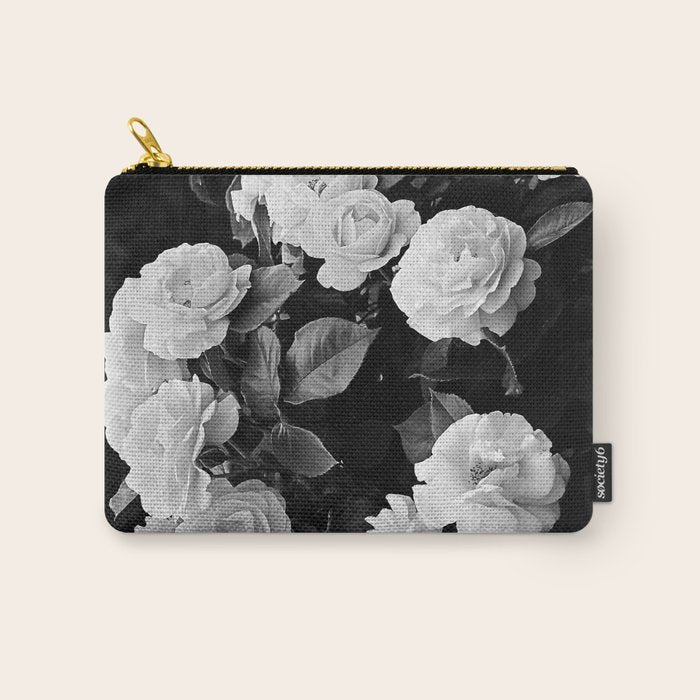 Black And White Roses Carry All Pouch Gallery Image 1