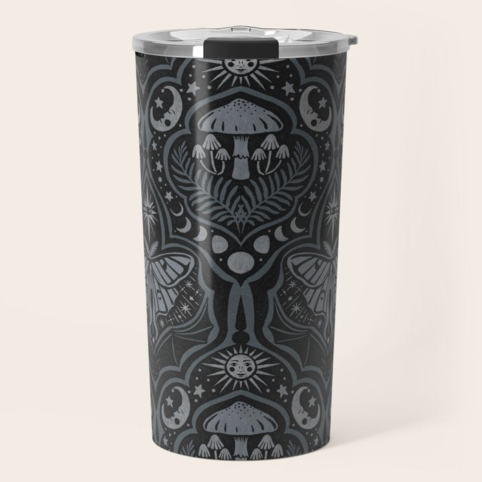 Celestial Forest Damask - Charcoal Travel Mug Gallery Image 1