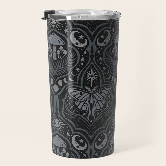 Celestial Forest Damask - Charcoal Travel Mug Gallery Image 3