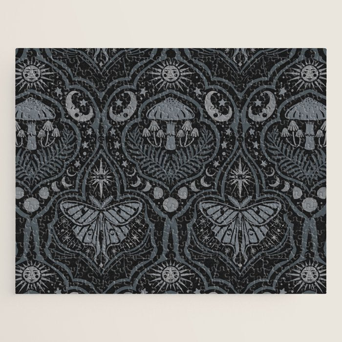 Celestial Forest Damask - Charcoal Jigsaw Puzzle Gallery Image 1